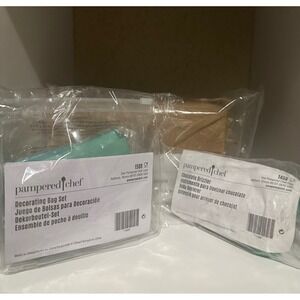 Pampered Chef Decorating Bag Set Chocolate Drizzler Mini Cake Box Set NEW